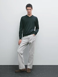 V-neck knit sweater