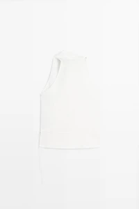 Top croisé détail ceinture 100 % lin