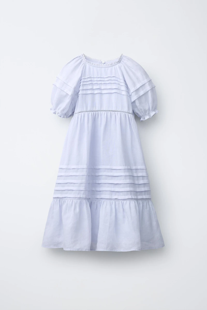 100% RAMIE PINTUCK LACE DRESS