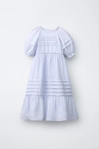 100% RAMIE PINTUCK LACE DRESS