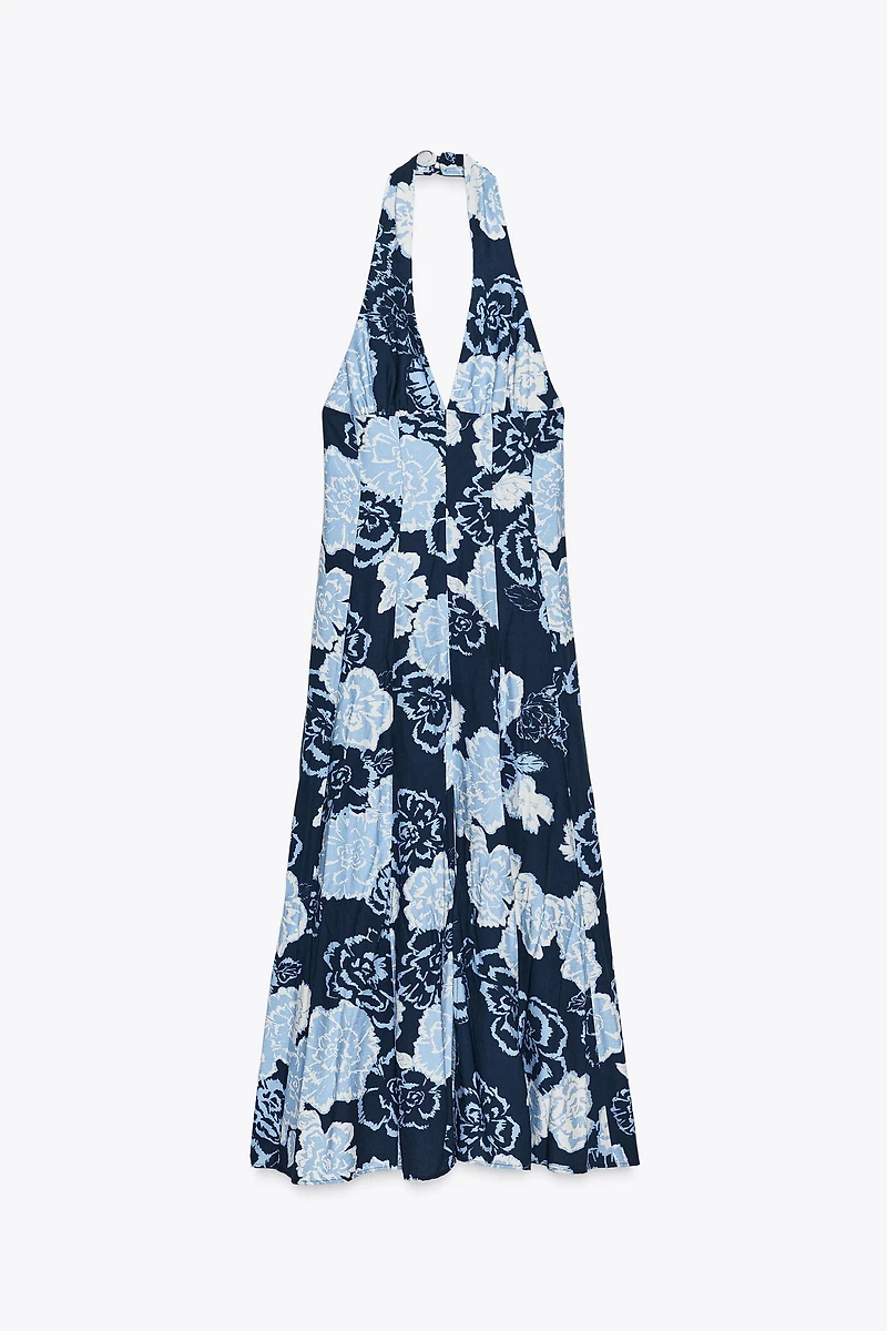 ROBE MI-LONGUE HALTER À IMPRIMÉ FLORAL