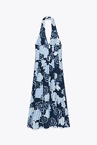 ROBE MI-LONGUE HALTER À IMPRIMÉ FLORAL