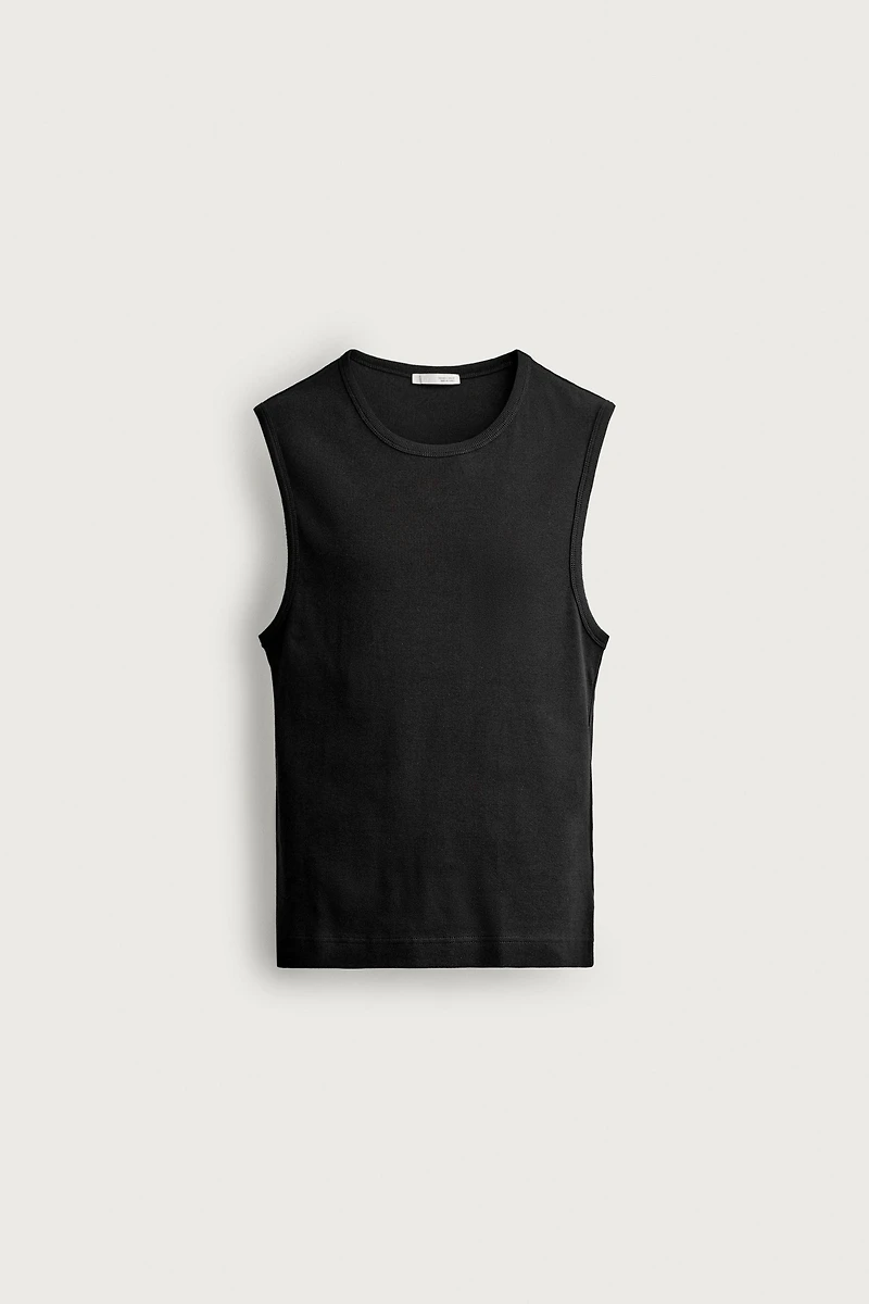 HIGH NECK RIBBED TANK TOP