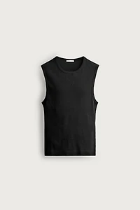 HIGH NECK RIBBED TANK TOP