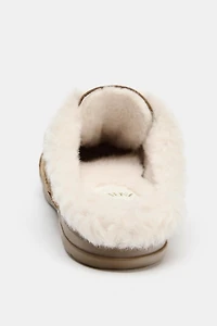 SPLIT LEATHER MULE SNEAKERS WITH FAUX FUR