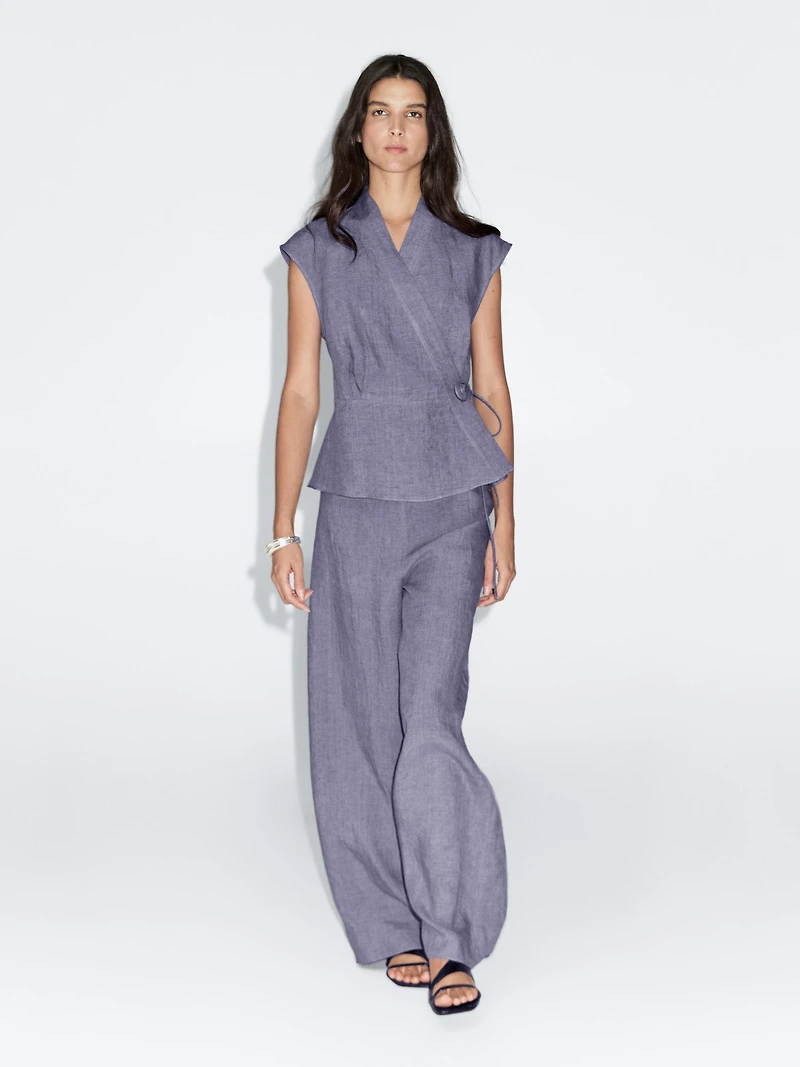 100% linen crossover waistcoat