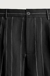 STRIPED PLEATED RELAXED FIT SHORTS