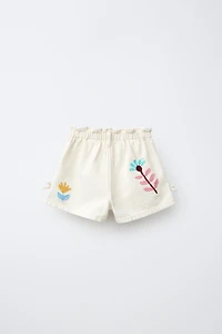 EMBROIDERED PAPERBAG SHORTS