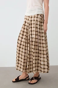 Flowing check midi skirt co-ord