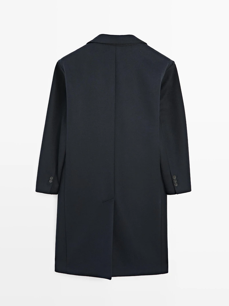 Long wool blend coat with lapel - LIMITED