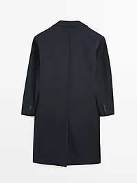 Long wool blend coat with lapel - LIMITED