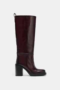 WIDE HEEL LEATHER ANKLE BOOTS