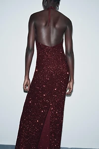 SEQUIN V-NECK DRESS