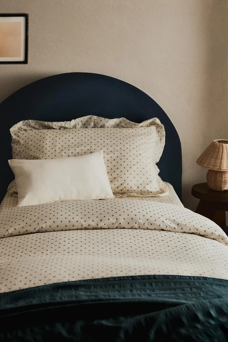 CHILDREN'S FLORAL PRINT DUVET COVER WITH RUFFLE