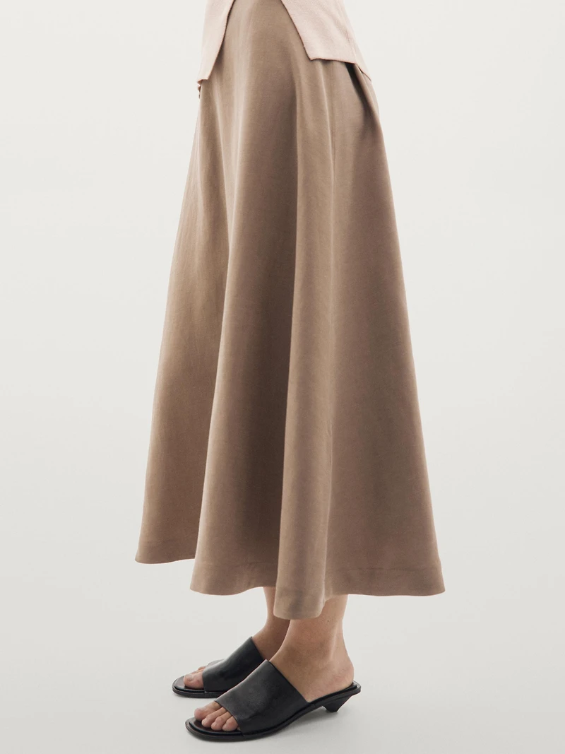 Flared midi skirt with elasticated waistband