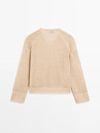 Pull en maille de lin à col V