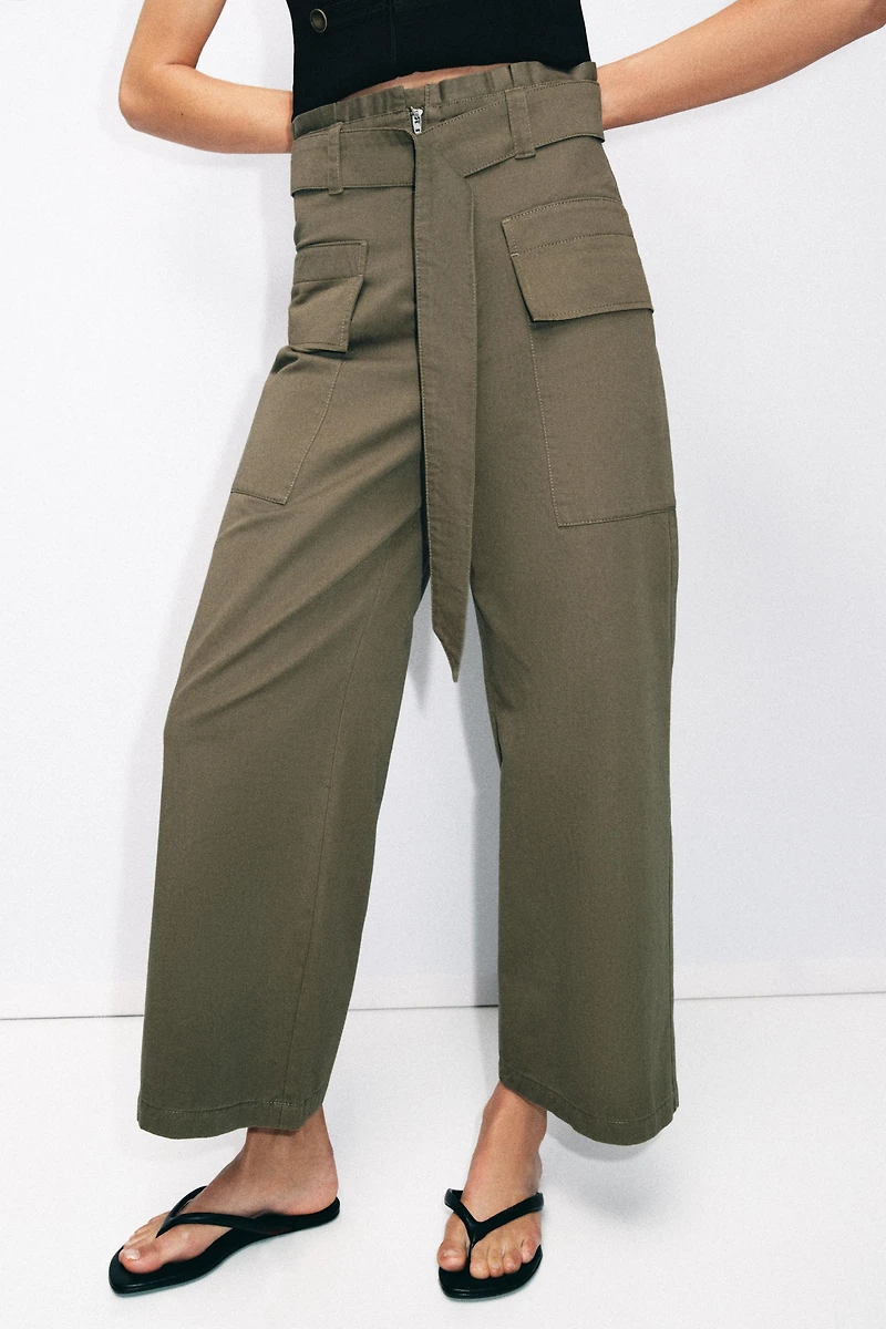 BELTED PAPERBAG CARGO PANTS