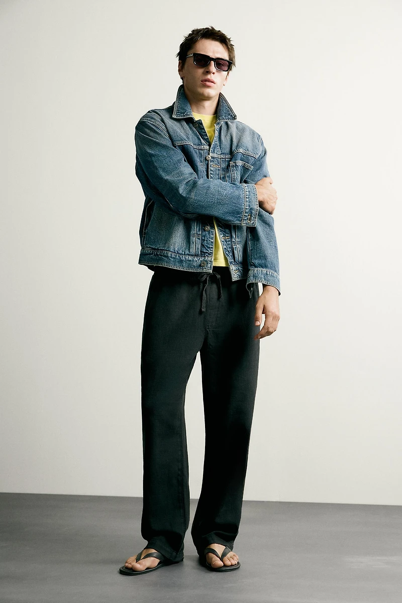 RELAXED FIT TEXTURED PANTS