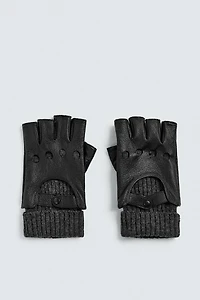 COMBINATION LEATHER MITTENS