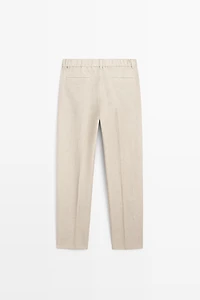 100% Linen Elastic-Waist Pants