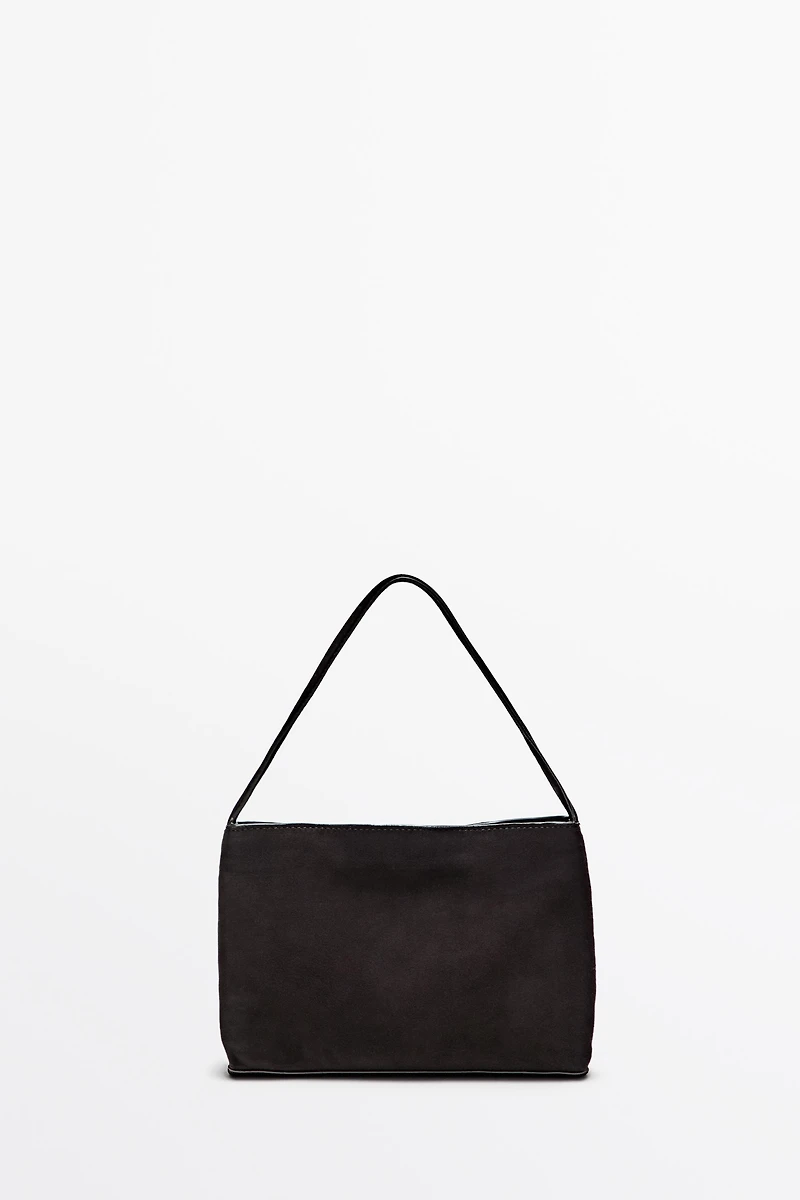 Small split suede leather shoulder bag