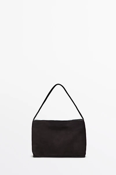 Small split suede leather shoulder bag