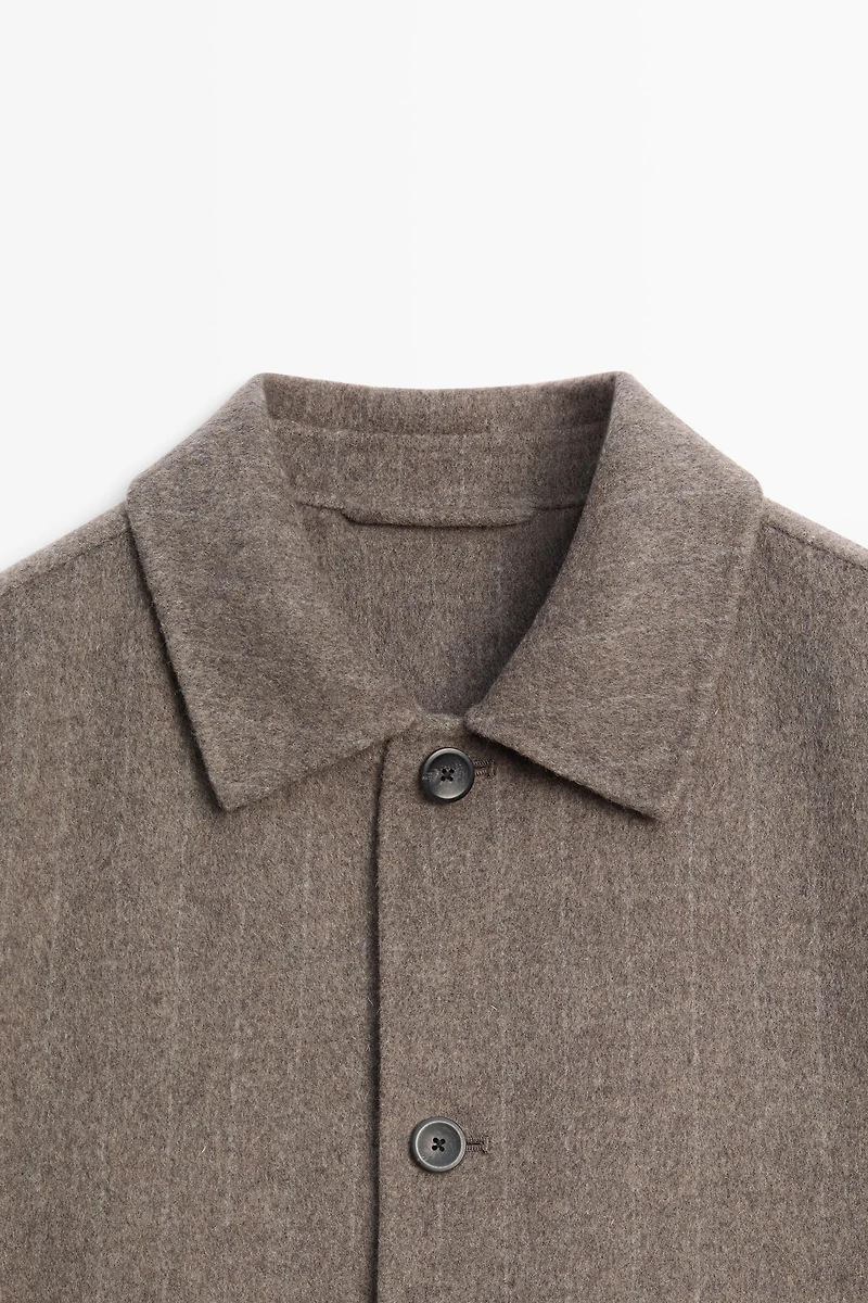 Striped double wool blend jacket