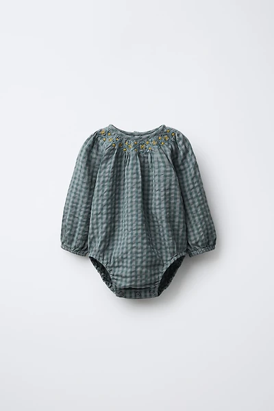 BODY À CARREAUX BRODÉ