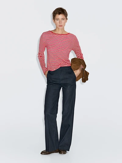 Striped long sleeve knit sweater