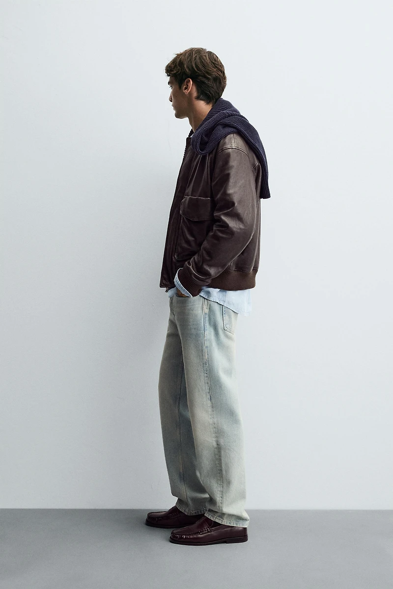 VESTE EN CUIR À POCHES