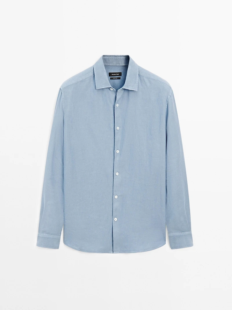 Slim fit linen blend shirt
