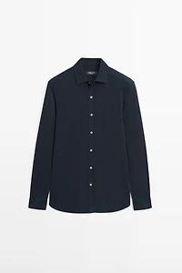 Regular fit melange shirt