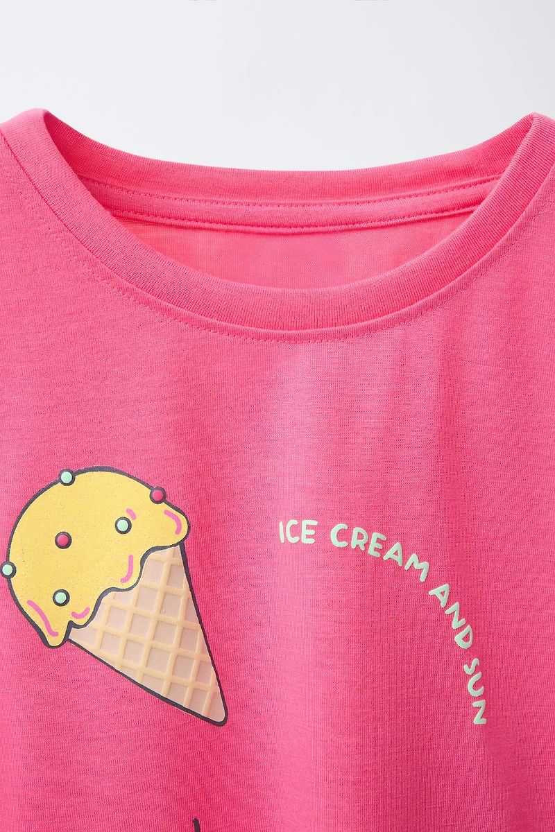 6 YEARS/ ICE CREAM T-SHIRT AND BERMUDA PAJAMAS