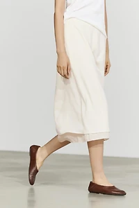 Double-layered midi skirt with seam detail