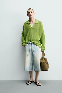 WASHED TEXTURED KNIT POLO