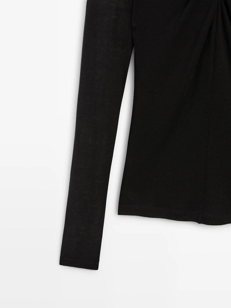 Lyocell and wool crossover top