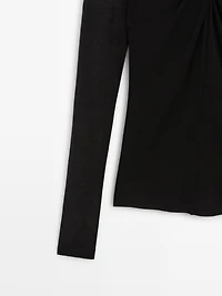 Lyocell and wool crossover top