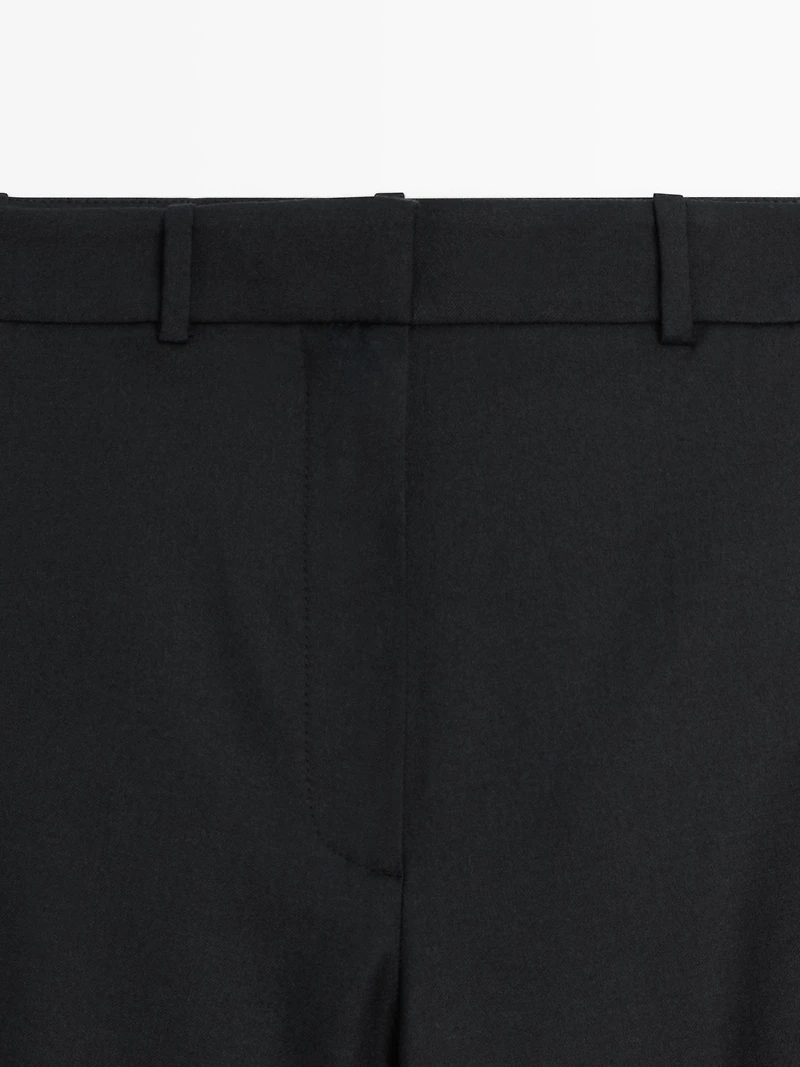 Wool blend sarouel trousers with buckle