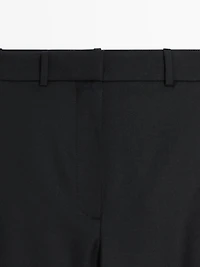 Wool blend sarouel trousers with buckle