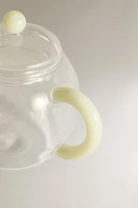 BOROSILICATE GLASS TEAPOT WITH COLOURED HANDLE