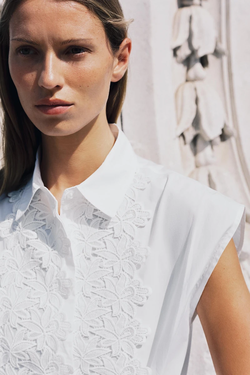 GUIPURE POPLIN SHIRT