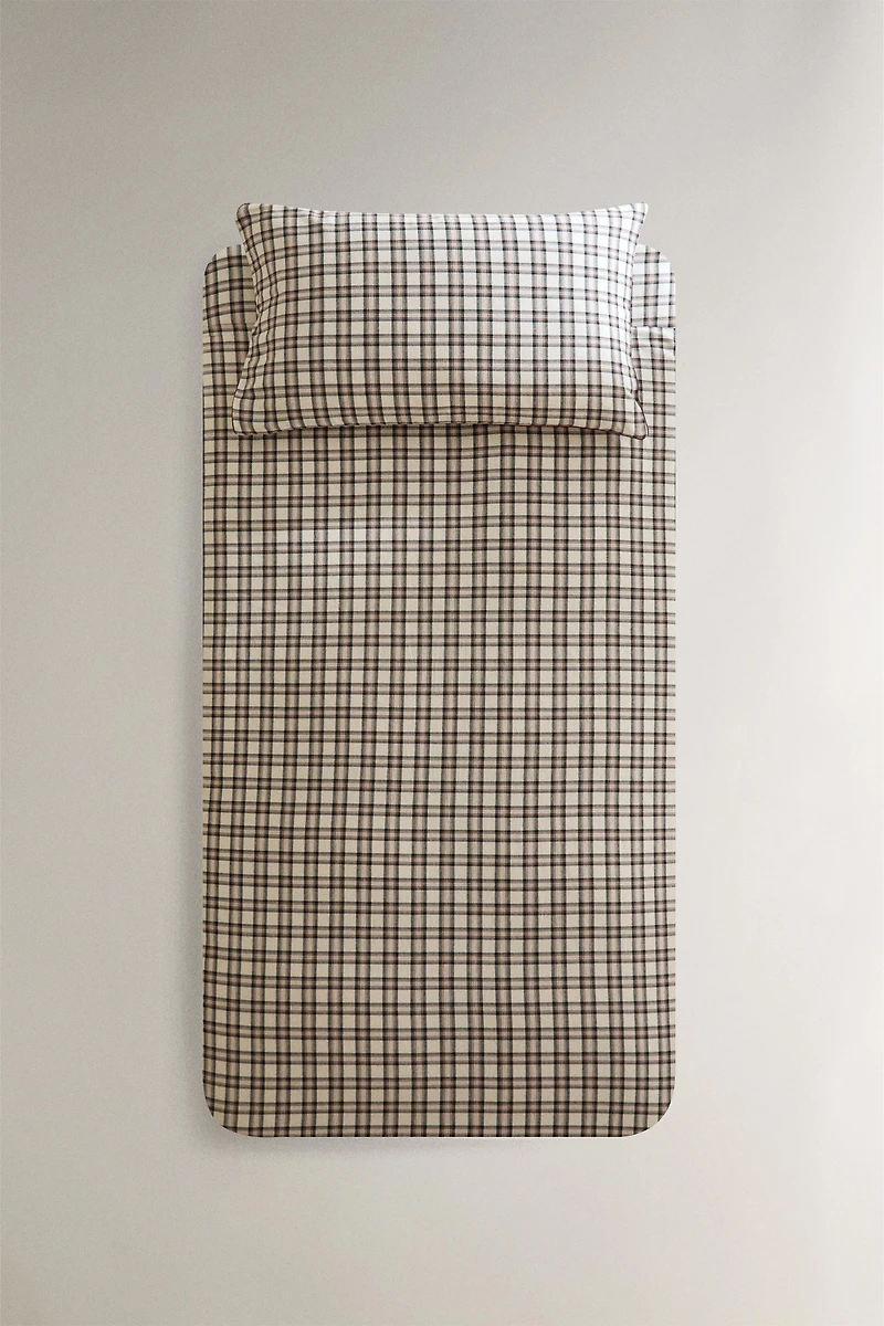 CHILDREN’S CHECK FLANNEL CHRISTMAS DUVET COVER