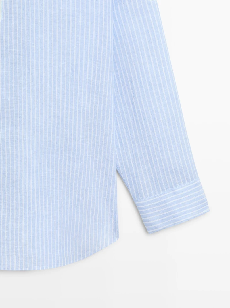Flowing striped 100% linen shirt