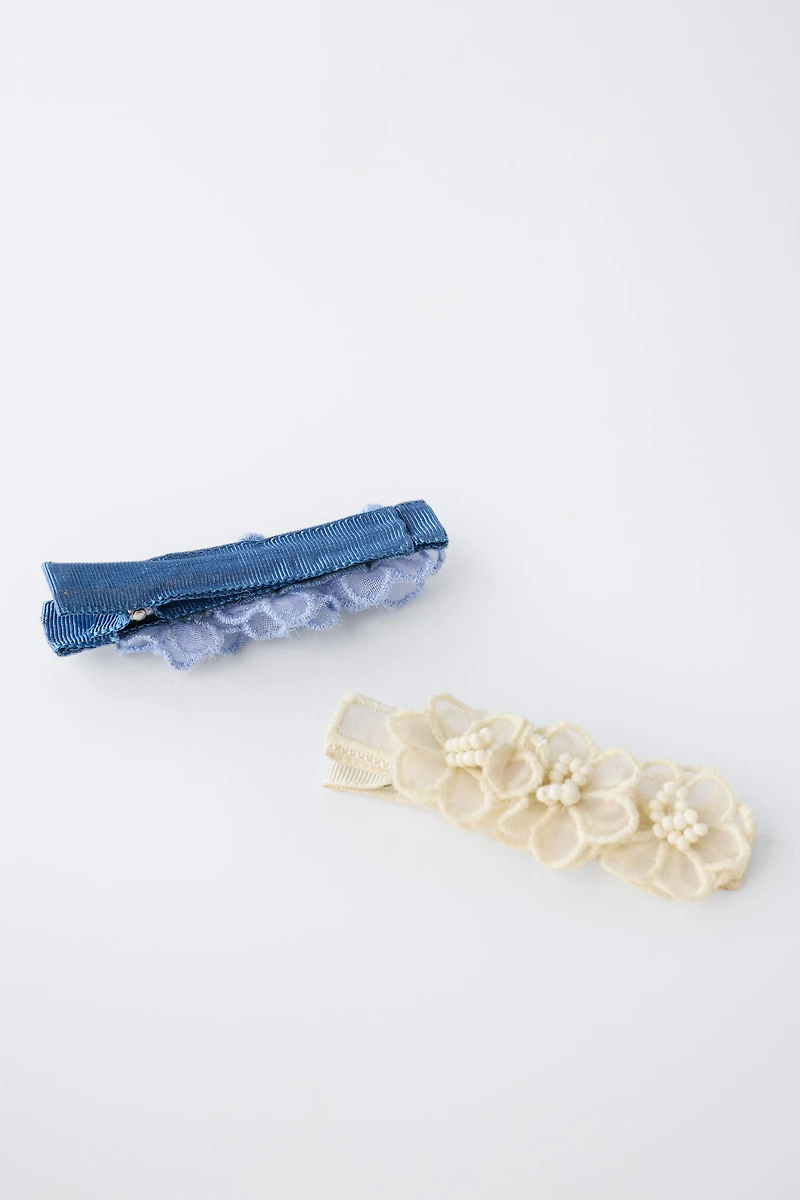 PACK OF TWO TULLE FLOWER BARRETTES