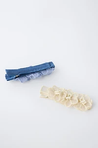 PACK OF TWO TULLE FLOWER BARRETTES