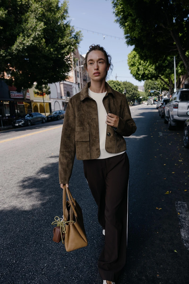 BLOUSON COURT EFFET DAIM