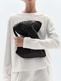 Braided nappa leather shopper bag
