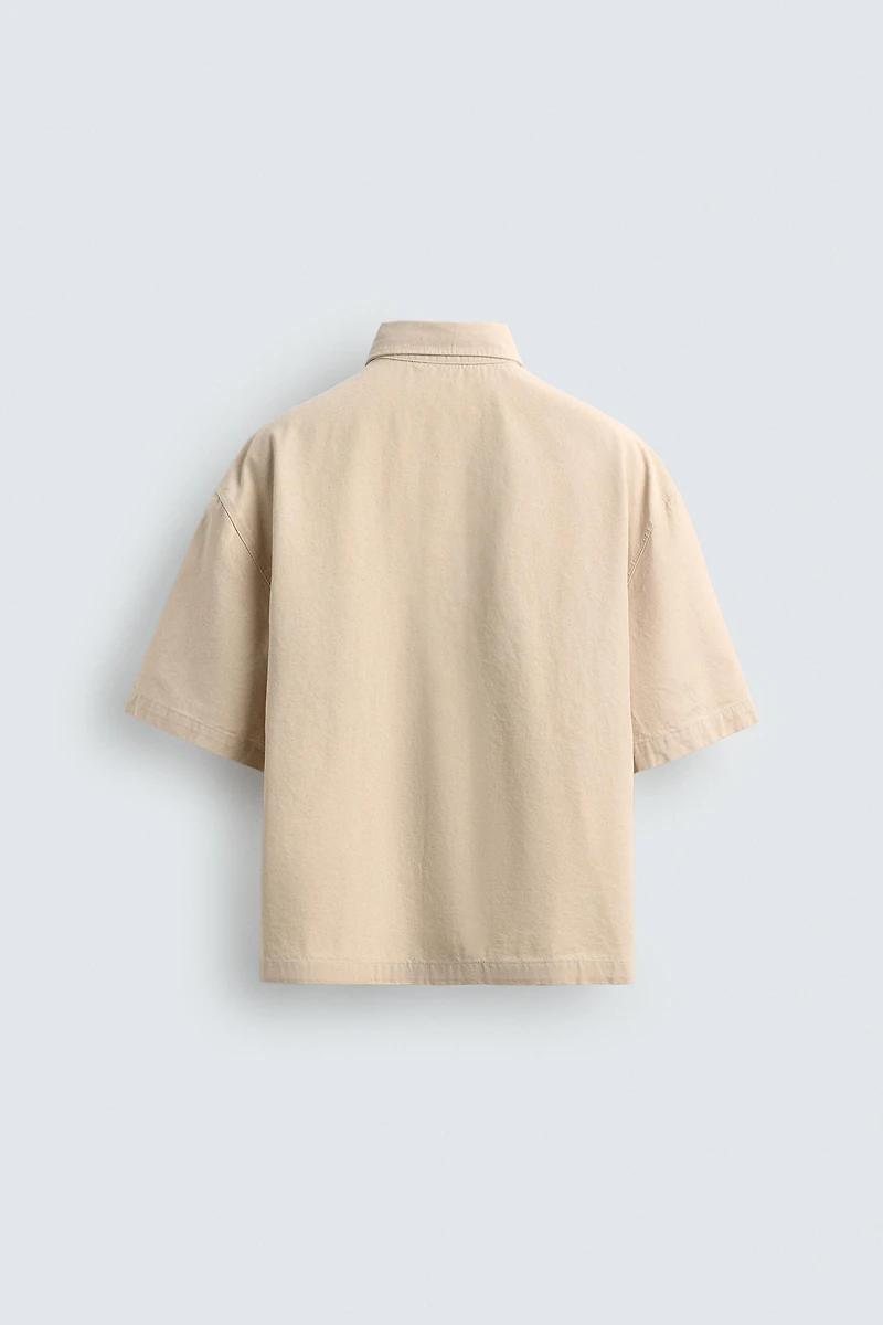BOXY FIT OVERSHIRT WITH TEXT PATCHES