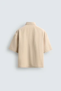 BOXY FIT OVERSHIRT WITH TEXT PATCHES