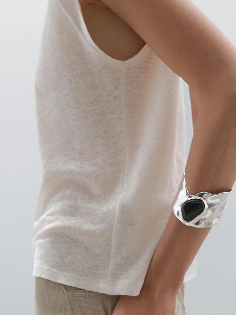 100% linen lightweight ribbed T-shirt